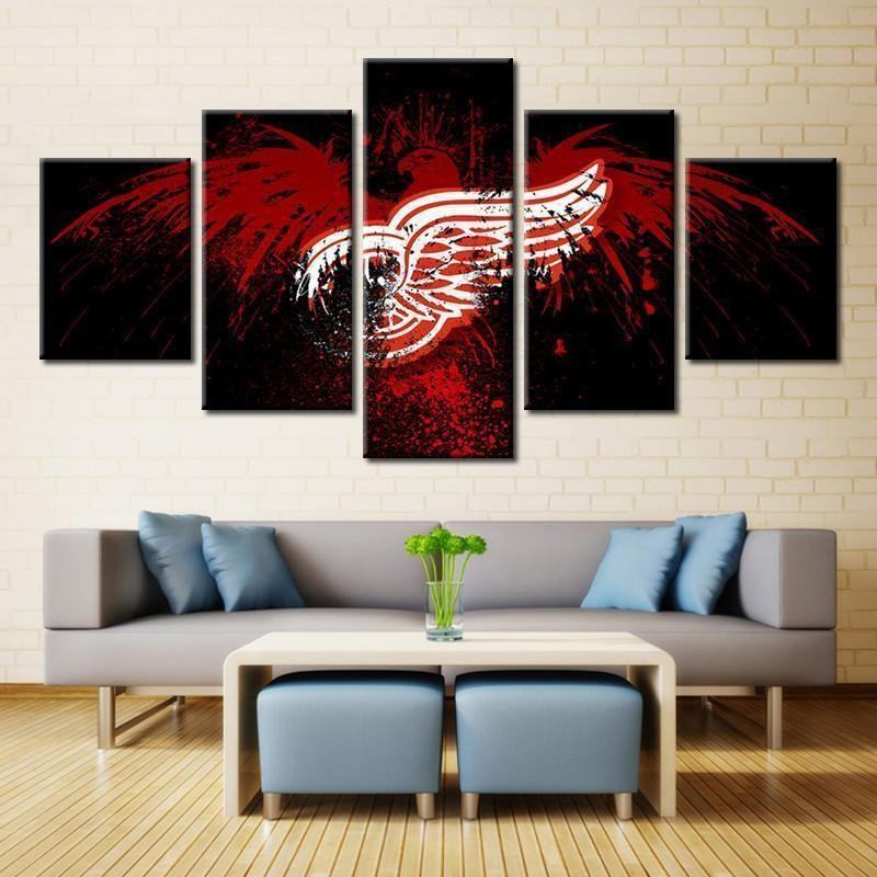 Detroit Red Wings Black Logo Ice Hockey Leinwandbilder Kunstdrucke  