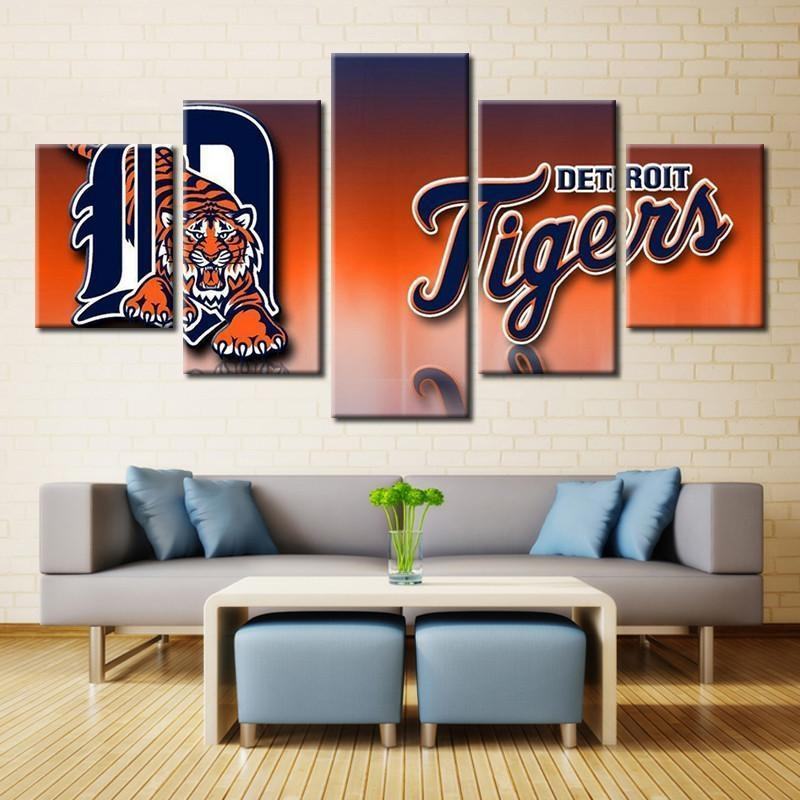 Detroit Tigers Sports Team Orange Background Sport Leinwandbilder – Kunstdrucke Baseball