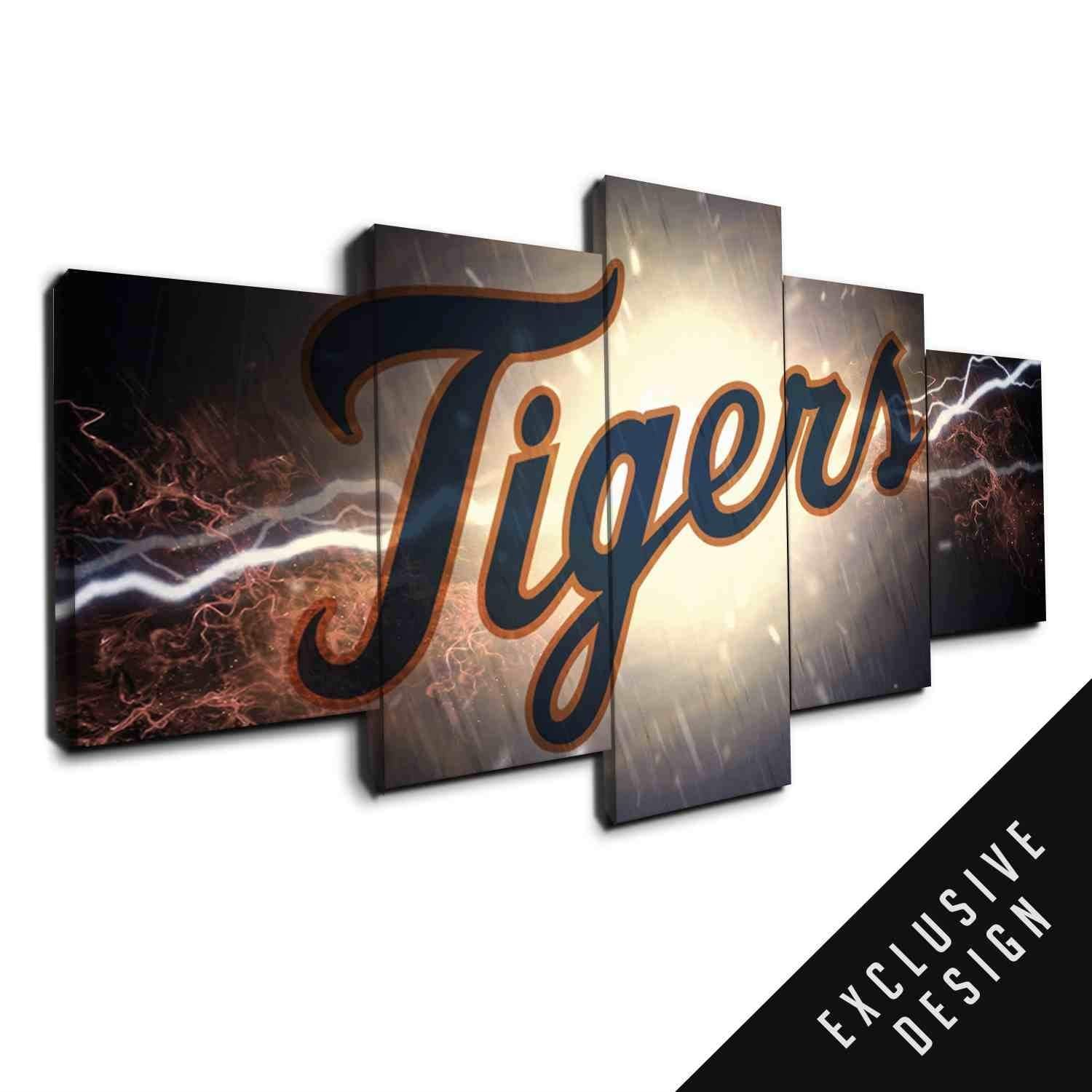 Detroit Tigers Sports Team Thunderbolt Sport Leinwandbilder – Kunstdrucke Baseball
