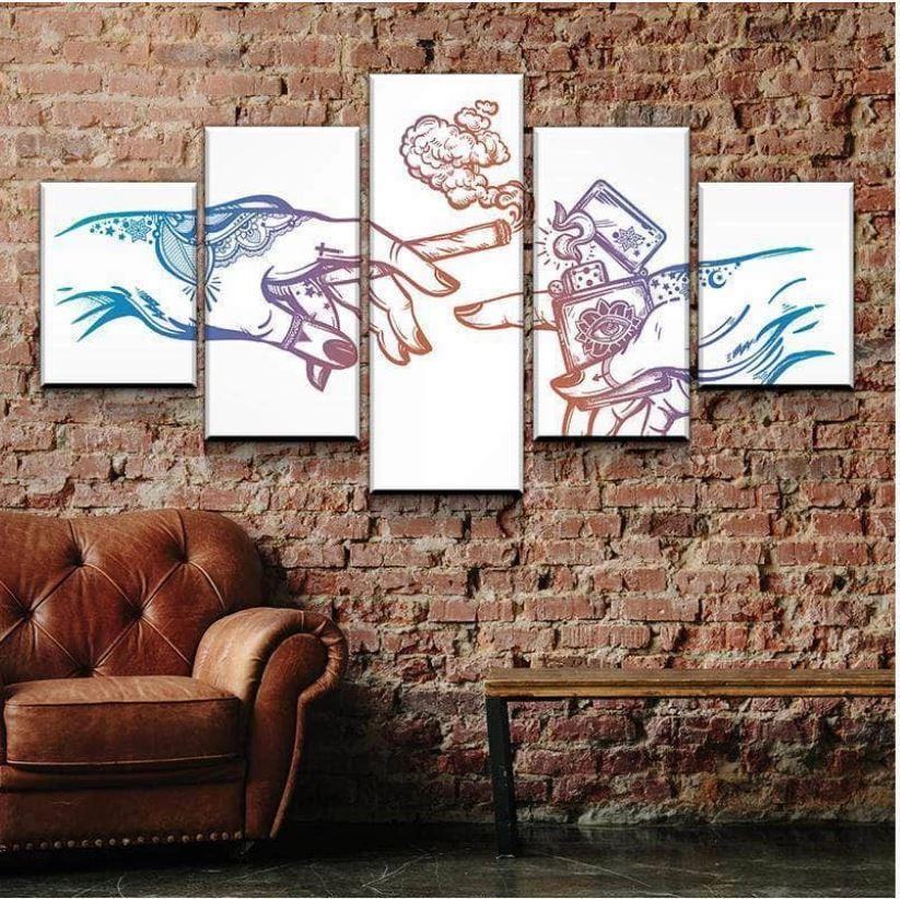 Die Schaffung Von Abstraktem Cannabis Leinwandbilder Kunstdrucke Rahmen