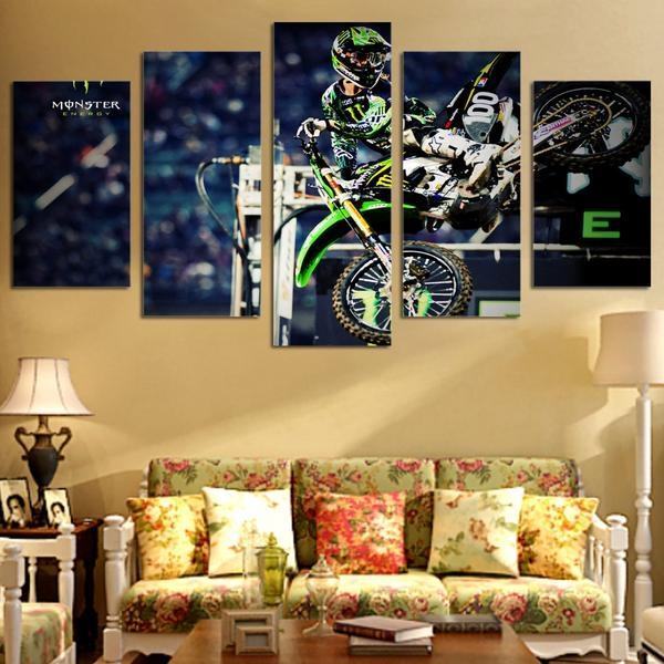 Dirtbike Racing Monster MotoGP Motorcycle Racers Sport Leinwandbilder – Kunstdrucke Motorsport