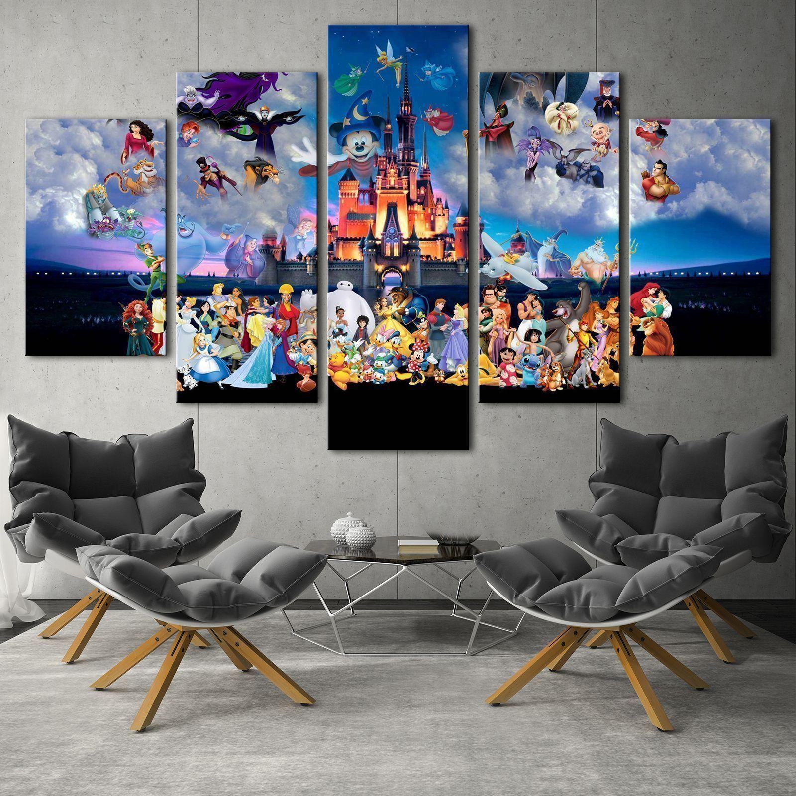 Disney Characters Magic Kingdom Cartoon Leinwandbilder Kunstdrucke Rahmen