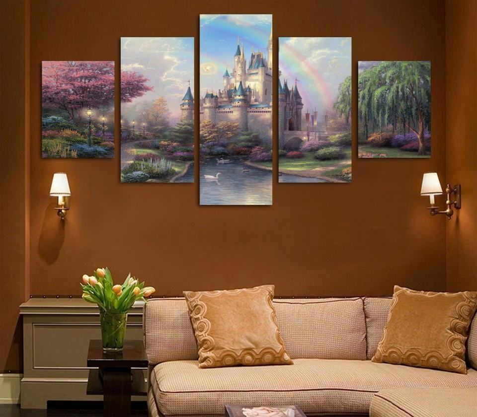 Disney Princess Fairy Castle Abtract Leinwandbilder Kunstdrucke Rahmen