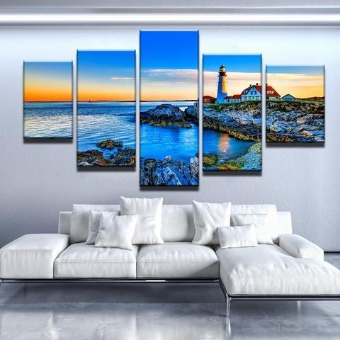 Distant Lighthouse Nature Leinwandbilder Kunstdrucke  