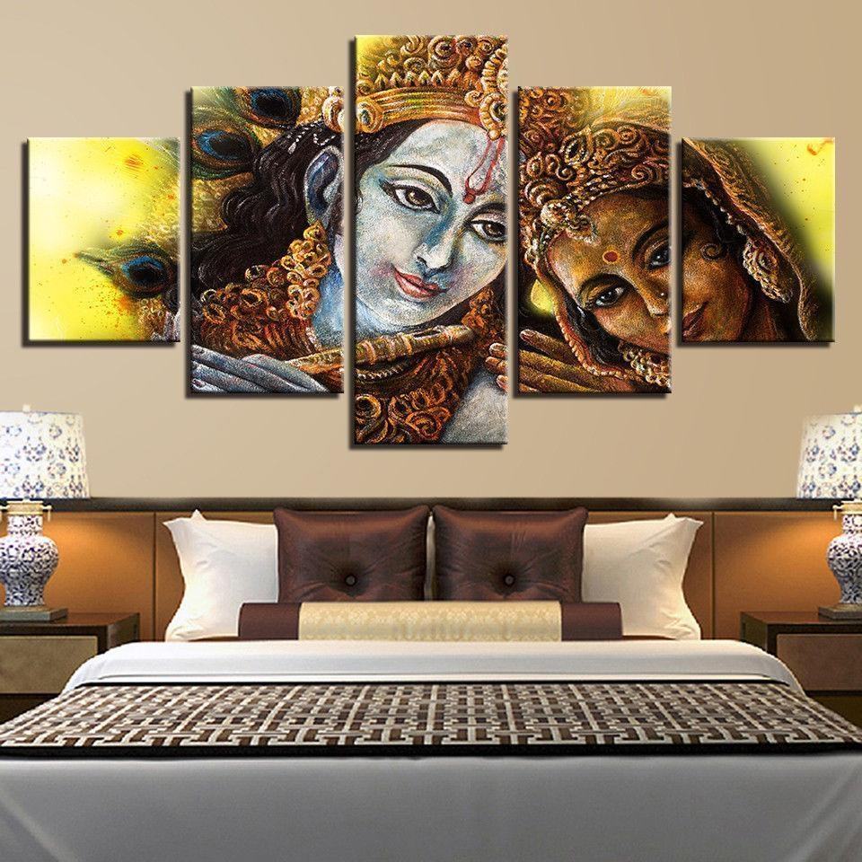 Divine Couple Lord Krishna Radha Religion Leinwandbilder Kunstdrucke Rahmen