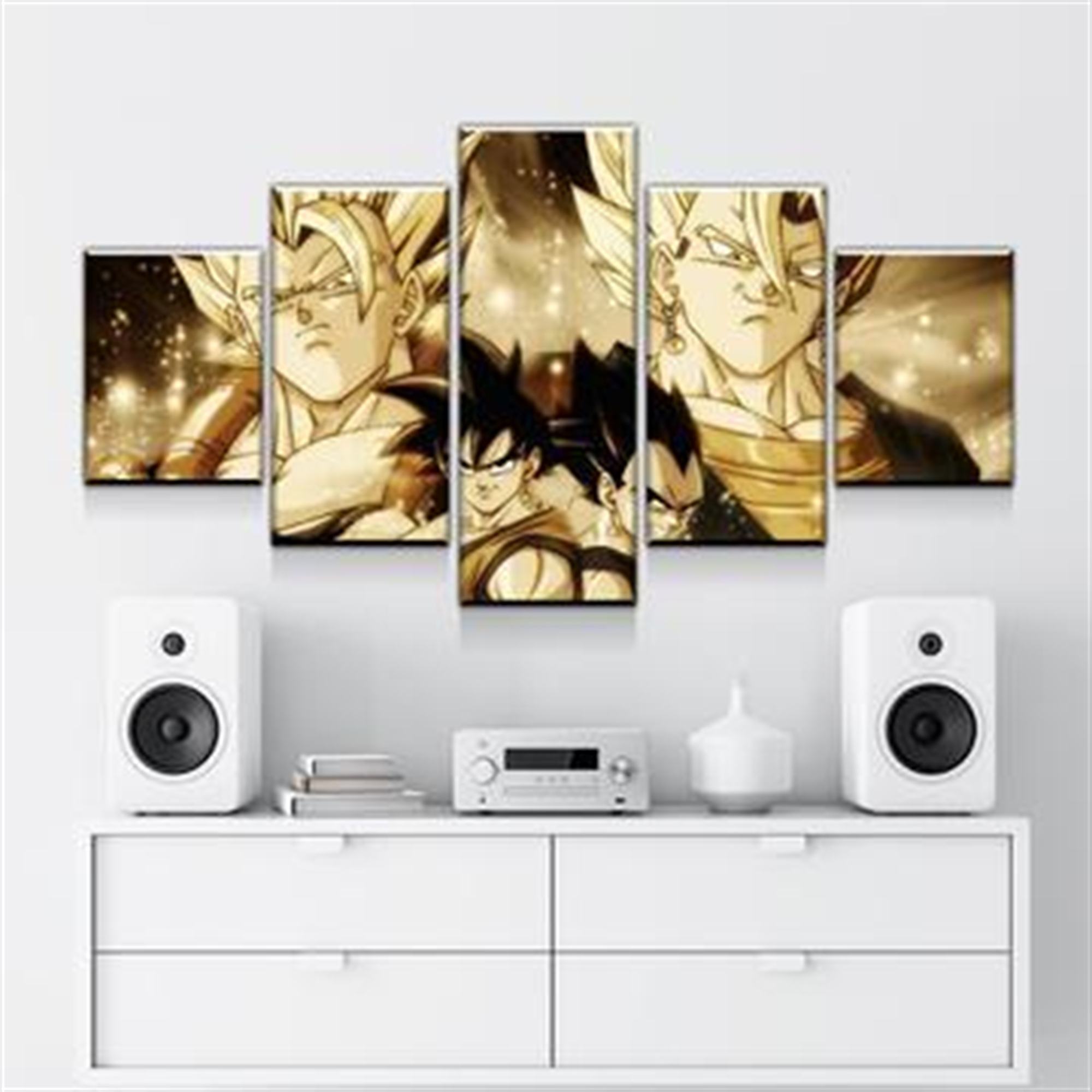 Dragon Ball Z Goku Und Vegeta Gold: Anime Leinwandbilder Kunstdrucke Mit Rahmen