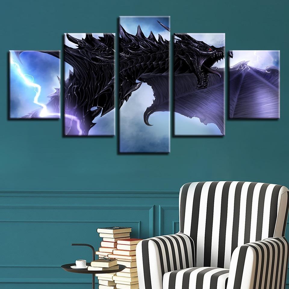 Dragon Red Eye And Lightning Anime Leinwandbilder Kunstdrucke Rahmen