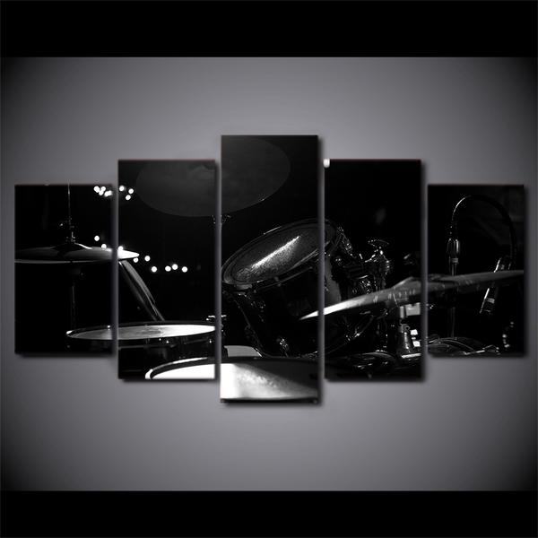Drums And Cymbals Black White And Gray Music Leinwandbilder Kunstdrucke  