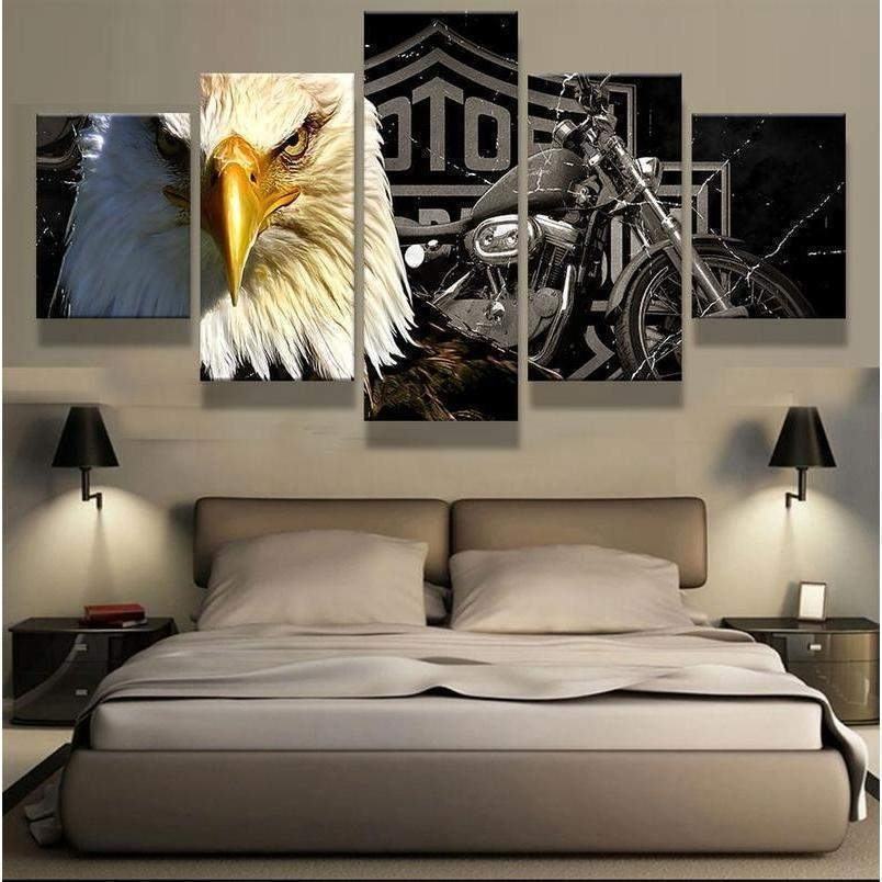Eagle And Harley Davidson Motorcycle Car Motor Leinwandbilder Kunstdrucke Rahmen