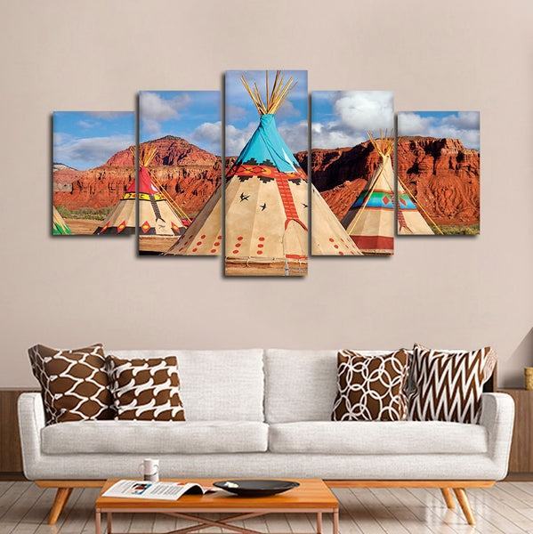 Einheimische Tipis Leinwandbilder Kunstdrucke Rahmen