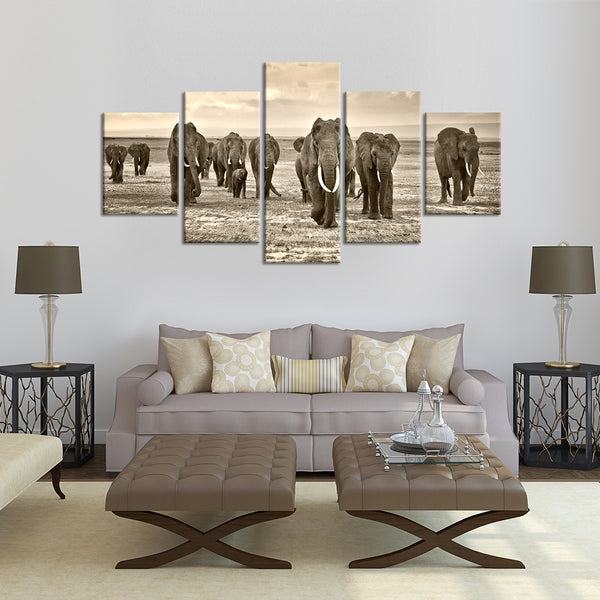 Elefantenherde Leinwandbilder Kunstdrucke Rahmen