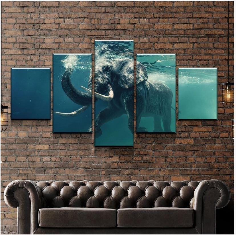 Elefantenschwimmen Leinwandbilder Kunstdrucke Rahmen