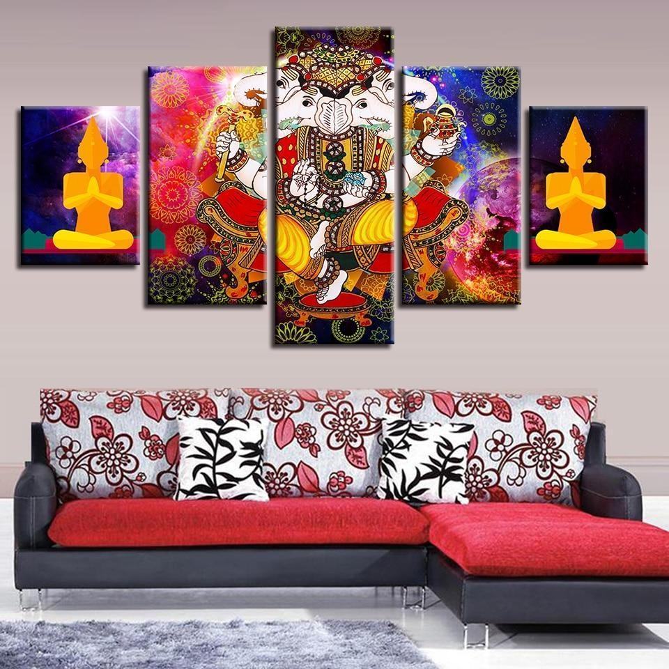 Elephant Trunk God Ganesha And Buddha Meditation Religion Leinwandbilder Kunstdrucke Rahmen