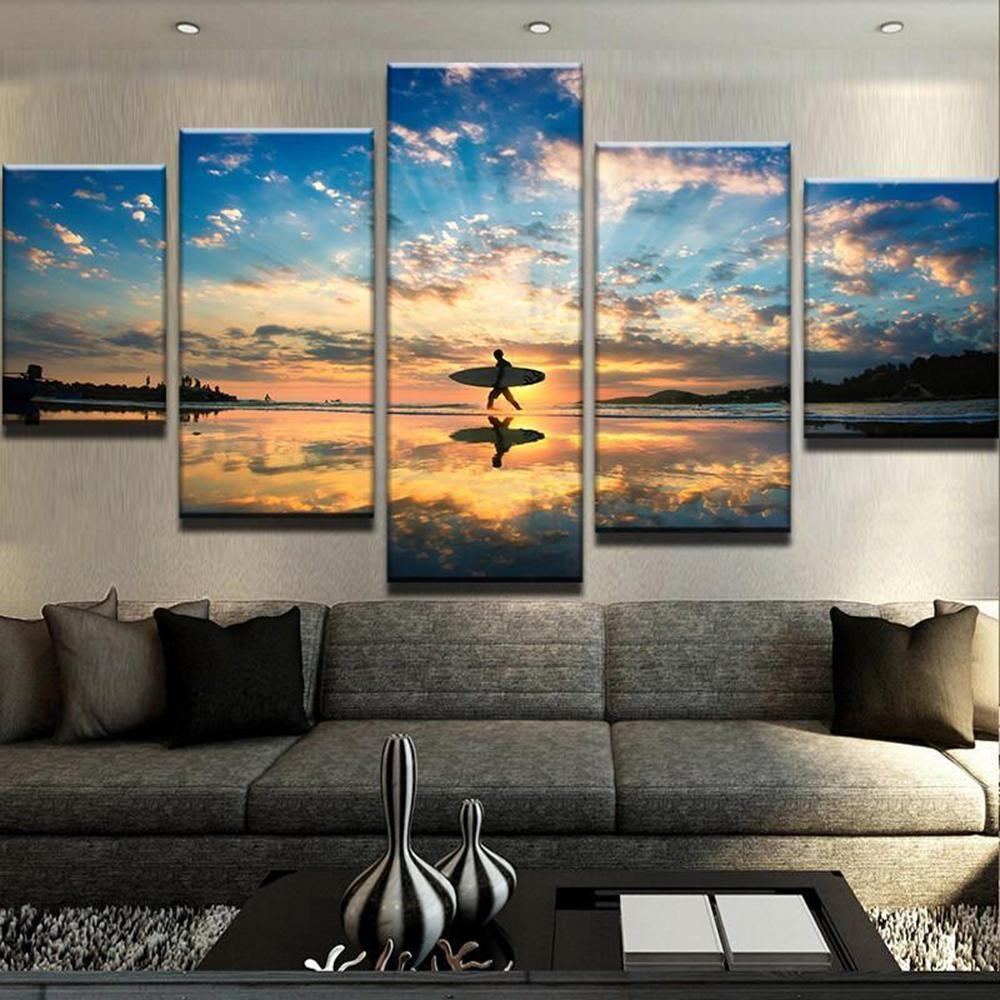 Extreme Sports Surfers Sunset Sport Leinwandbilder – Kunstdrucke Surfing