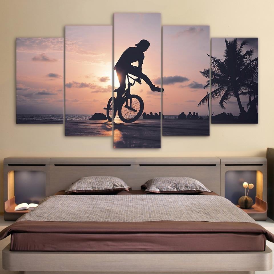 Fahrrad Am Strand Bei Sonnenaufgang Leinwandbild – Inspirierende Sportmotive für Ihre Wände
