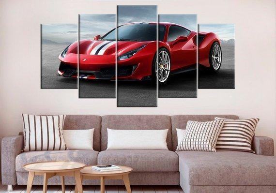 Ferrari 488 Pista Supercar Luxury Car Leinwandbilder Kunstdrucke Rahmen