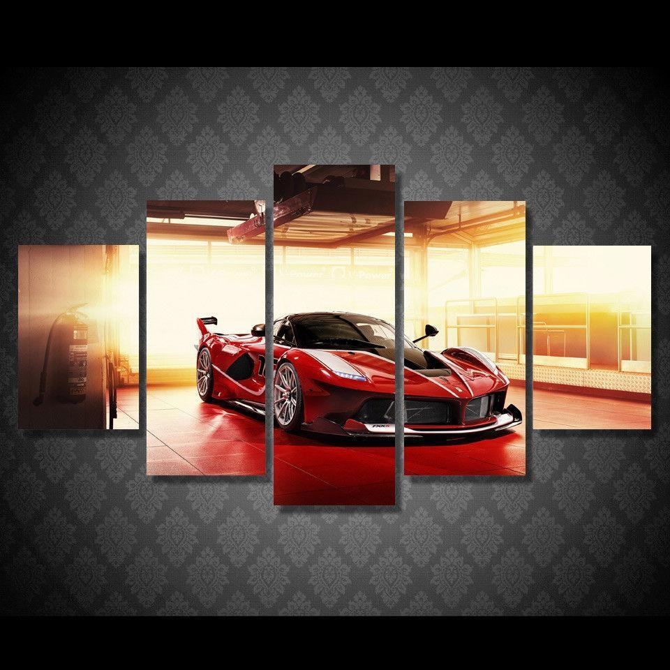 Ferrari Red Luxury Sports Car Leinwandbilder Kunstdrucke Rahmen