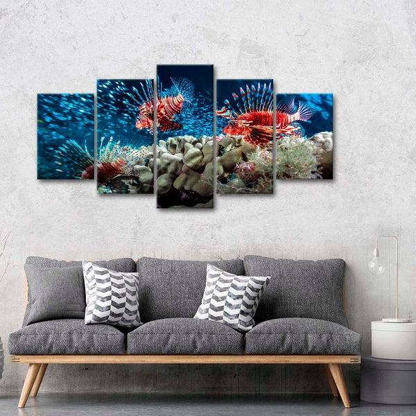 Feuerfischschule Leinwandbilder Kunstdrucke Rahmen