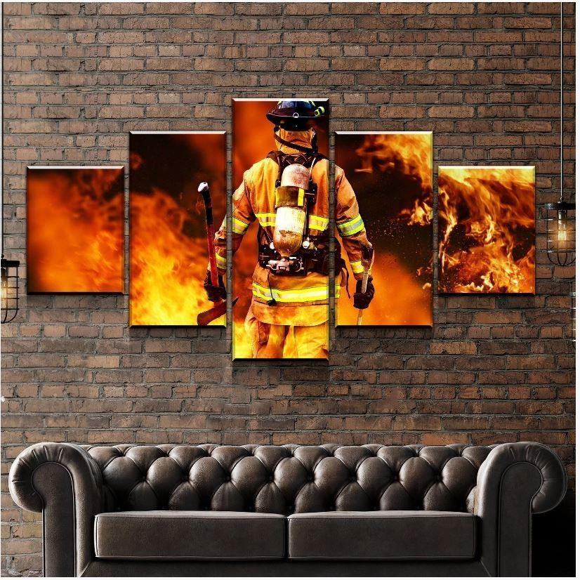 Feuerwehrmann Held Leinwandbilder Kunstdrucke Rahmen