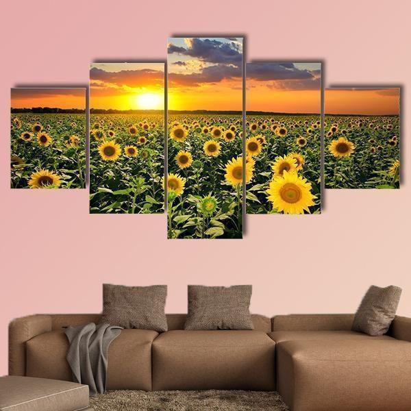 Field Of Blooming Sunflowers Nature Leinwandbilder Kunstdrucke Rahmen