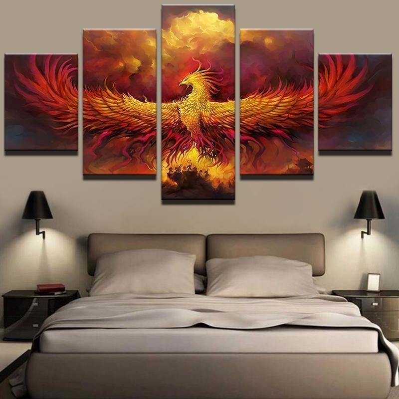 Fire Phoenix Abstract Animal Leinwandbilder Kunstdrucke Rahmen