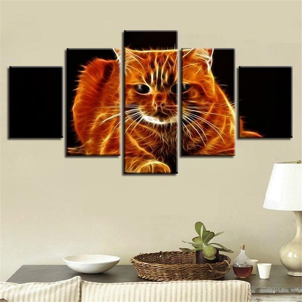 fire tabby cat hd abstarct animal leinwandbilder kunstdrucke 1963