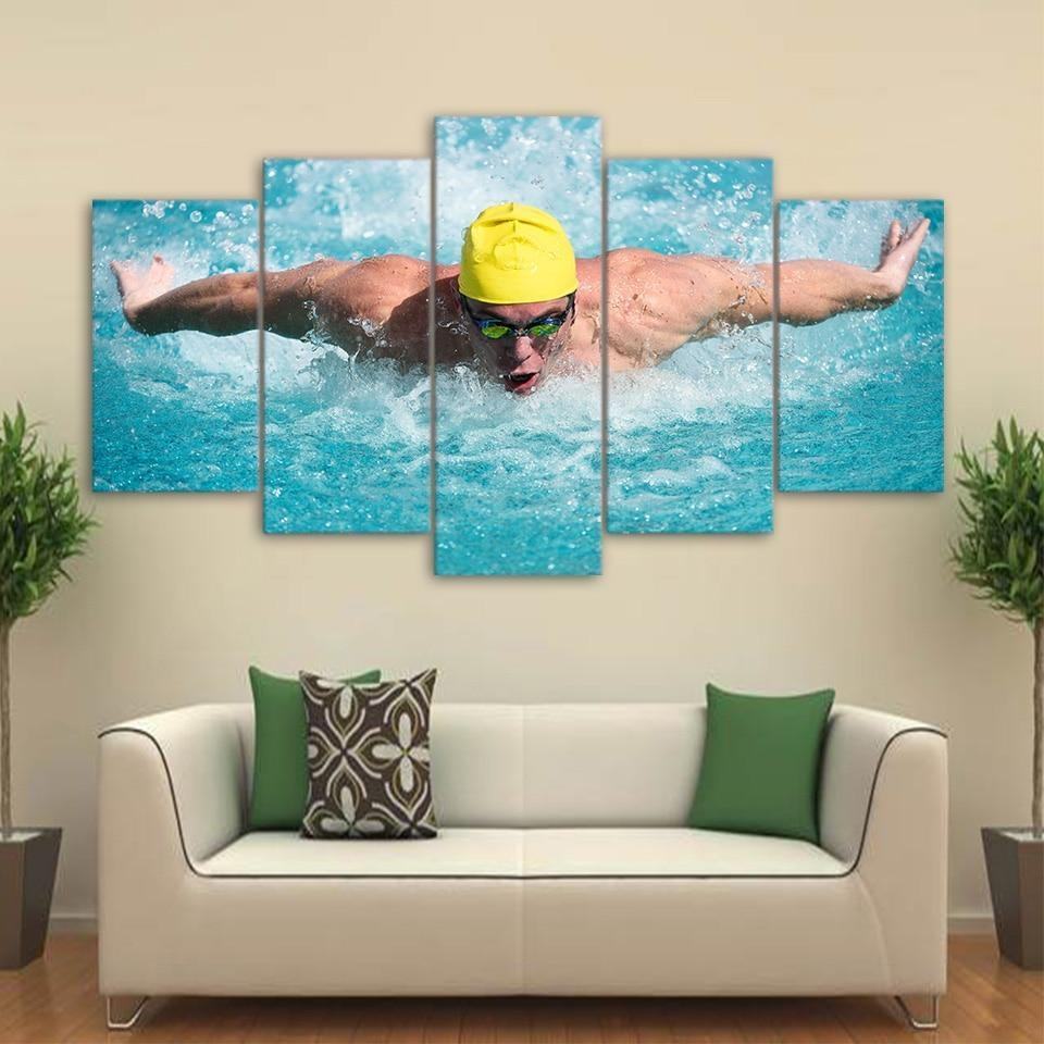Fitness Schwimmen - Motivierendes Sport Leinwandbild Kunstdruck