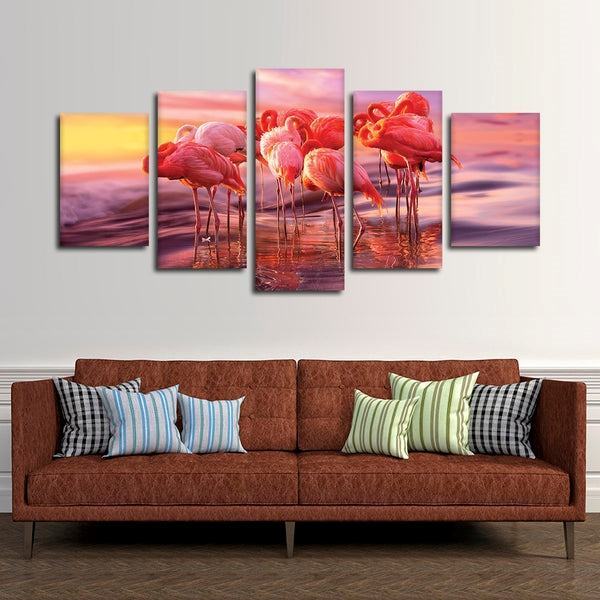 Flamingo Sonnenuntergang Leinwandbilder Kunstdrucke Rahmen