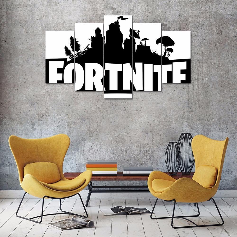 Fortnite Battle Royale Black And White Logo Gaming Leinwandbilder Kunstdrucke Rahmen