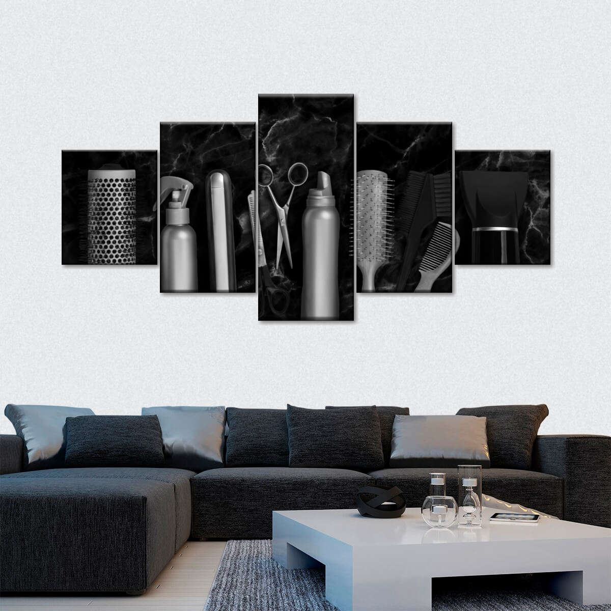 Friseur Werkzeuge Marmor Leinwandbilder Kunstdrucke Rahmen