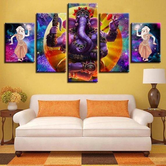 Ganesha Hindu Split Religion Leinwandbilder Kunstdrucke Rahmen
