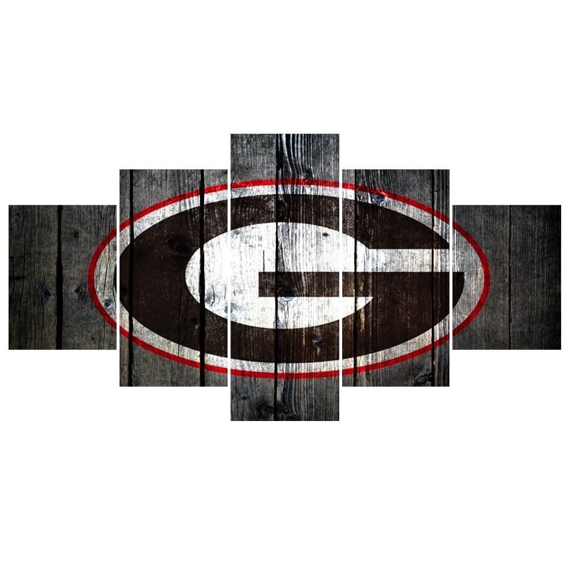 Georgia Bulldogs Team Wood Logo Red Rim Sport Leinwandbilder Kunstdrucke  