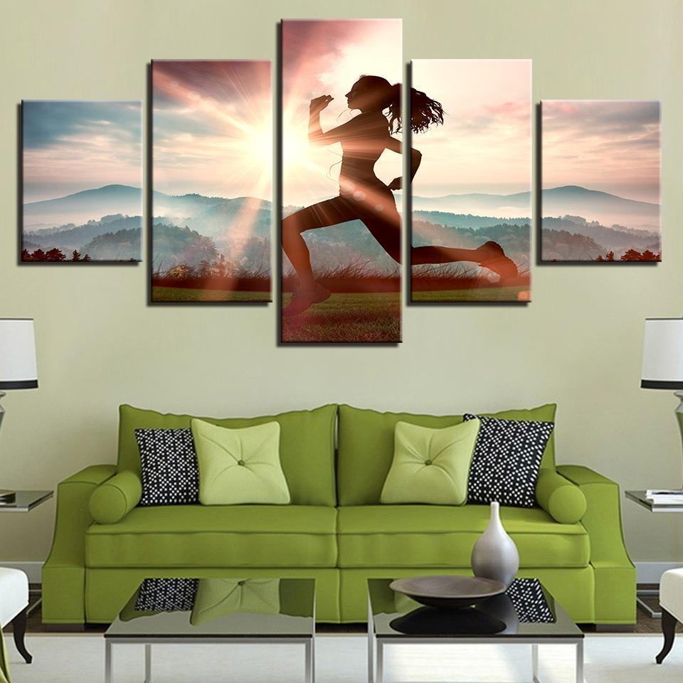 Girl Running In The Sunshine Sport Leinwandbilder – Kunstdrucke Fitness