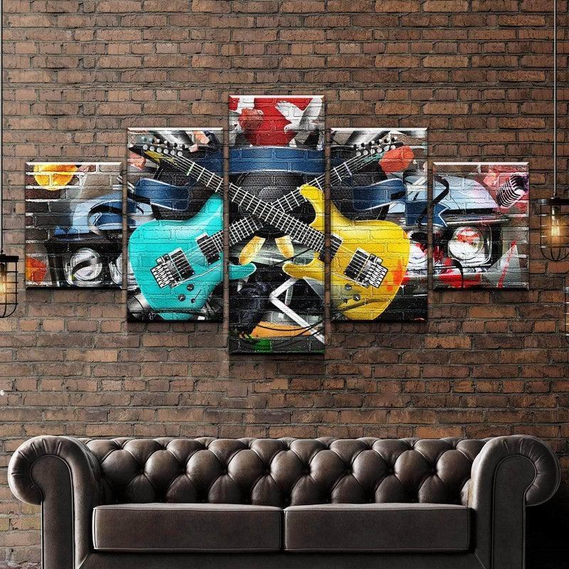 Gitarren-graffiti Leinwandbilder Kunstdrucke Rahmen