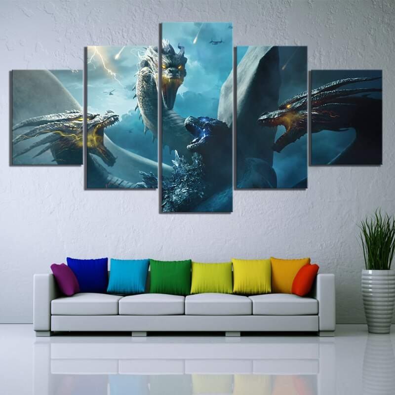 godzilla king of the monsters and ghidorah movie leinwandbilder kunstdrucke 5023
