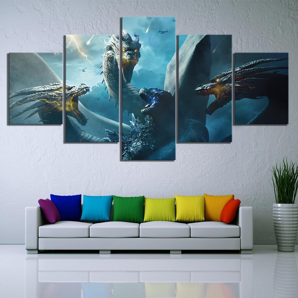Godzilla King Of The Monsters And Ghidorah Movie Leinwandbilder Kunstdrucke Rahmen