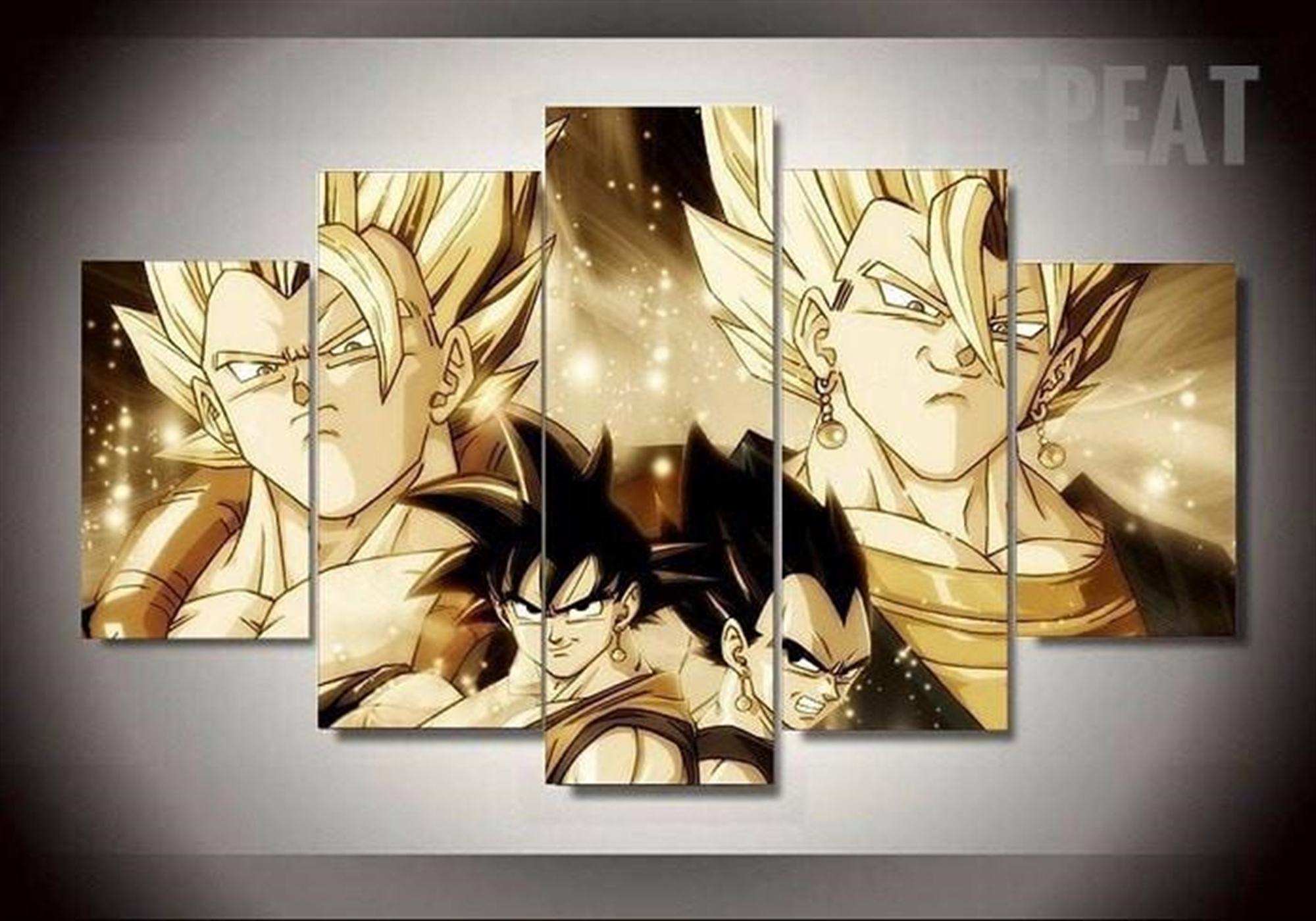 Goku Vegeta Gogeta Und Gogeto Fusion: Anime Leinwandbilder Kunstdrucke Mit Rahmen