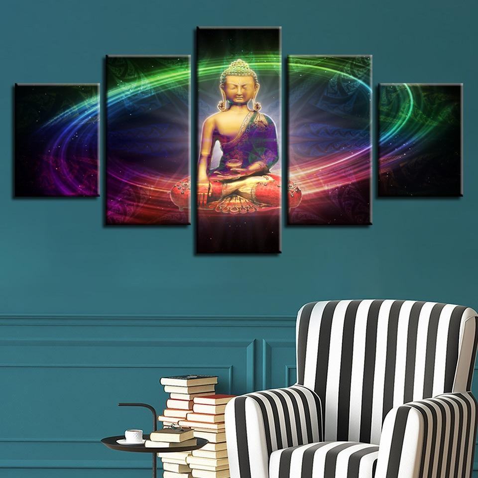 Gold Buddha Meditation Religion Leinwandbilder Kunstdrucke Rahmen