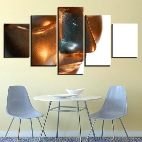 Golden Buddha Face Religion Leinwandbilder Kunstdrucke Rahmen