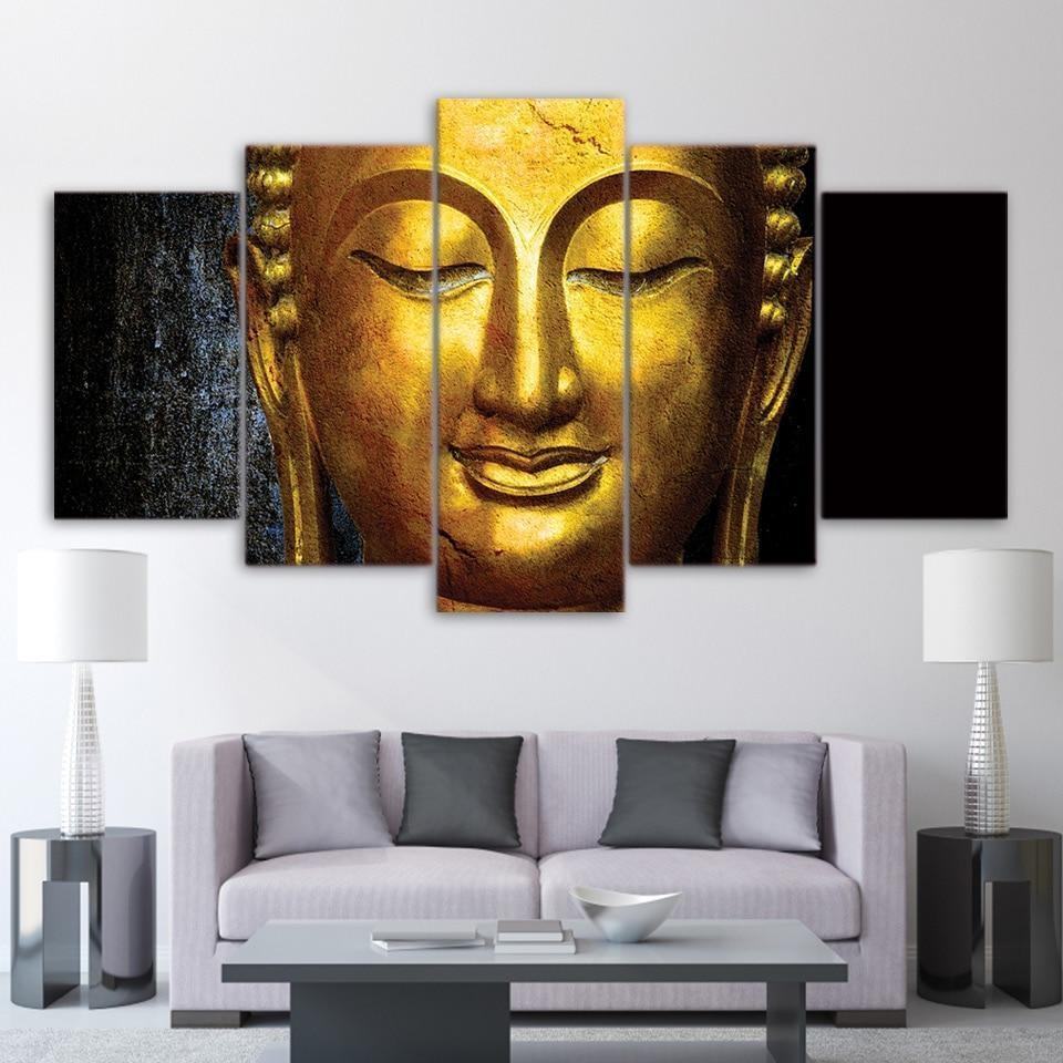 Golden Buddha Statue 02 Religion Leinwandbilder Kunstdrucke Rahmen