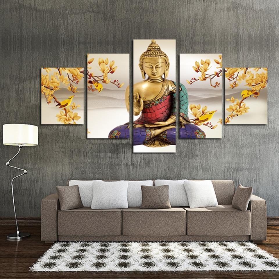 Golden Flower Buddha Religion Leinwandbilder Kunstdrucke Rahmen