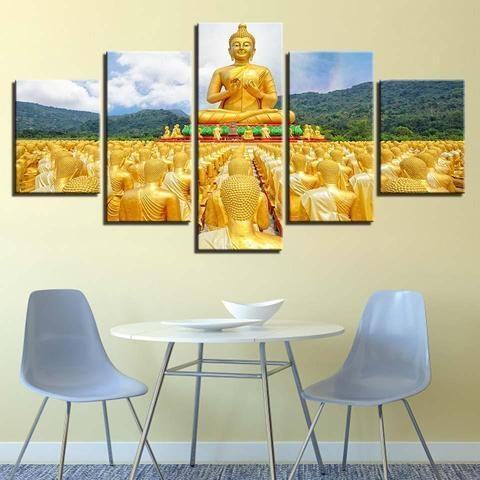 Golden Statues Of Buddha Religion Leinwandbilder Kunstdrucke Rahmen