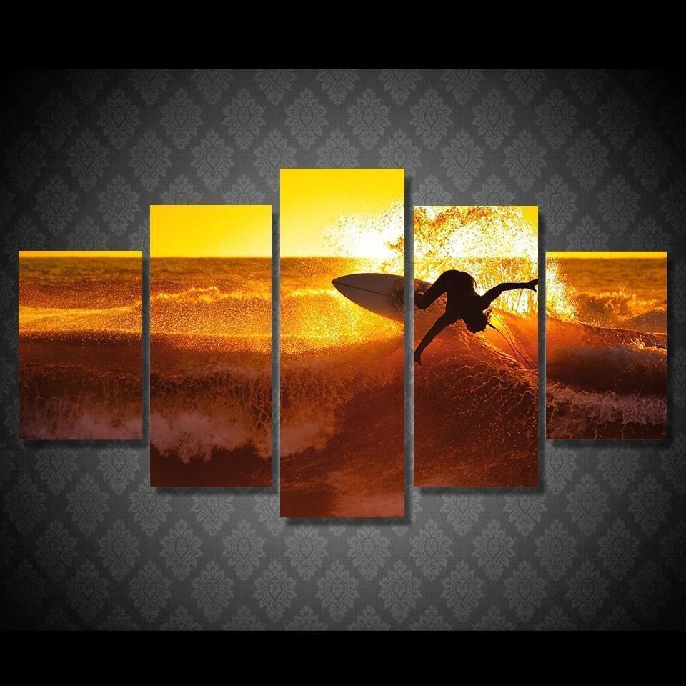 Golden Waves Sport Leinwandbilder – Kunstdrucke Beach