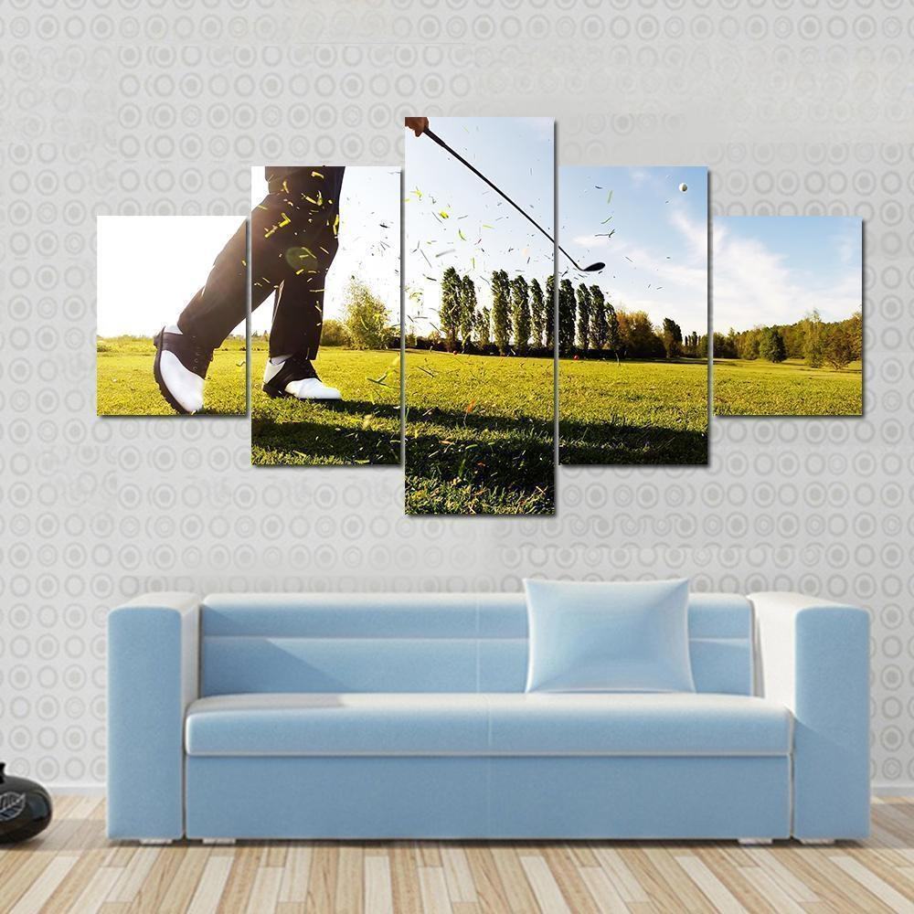 Golf Shot in Sunny Day Sport Leinwandbilder – Kunstdrucke