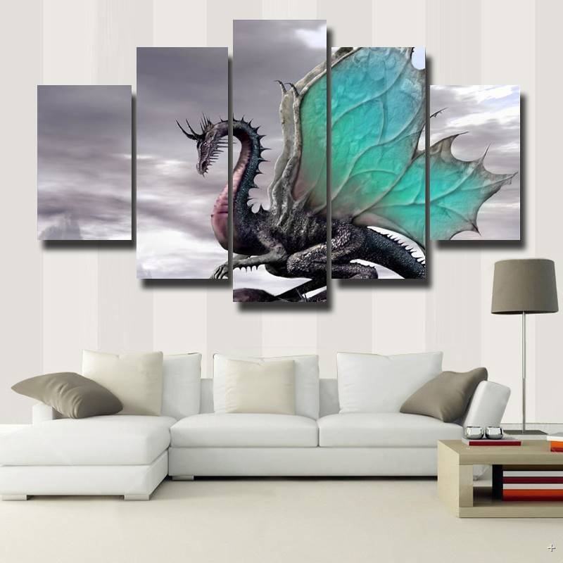 Gray Dragon Abstract Animal Leinwandbilder Kunstdrucke  