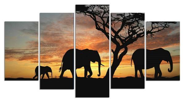 Group Of Elephants In Africa Elephant Animal Leinwandbilder Kunstdrucke  