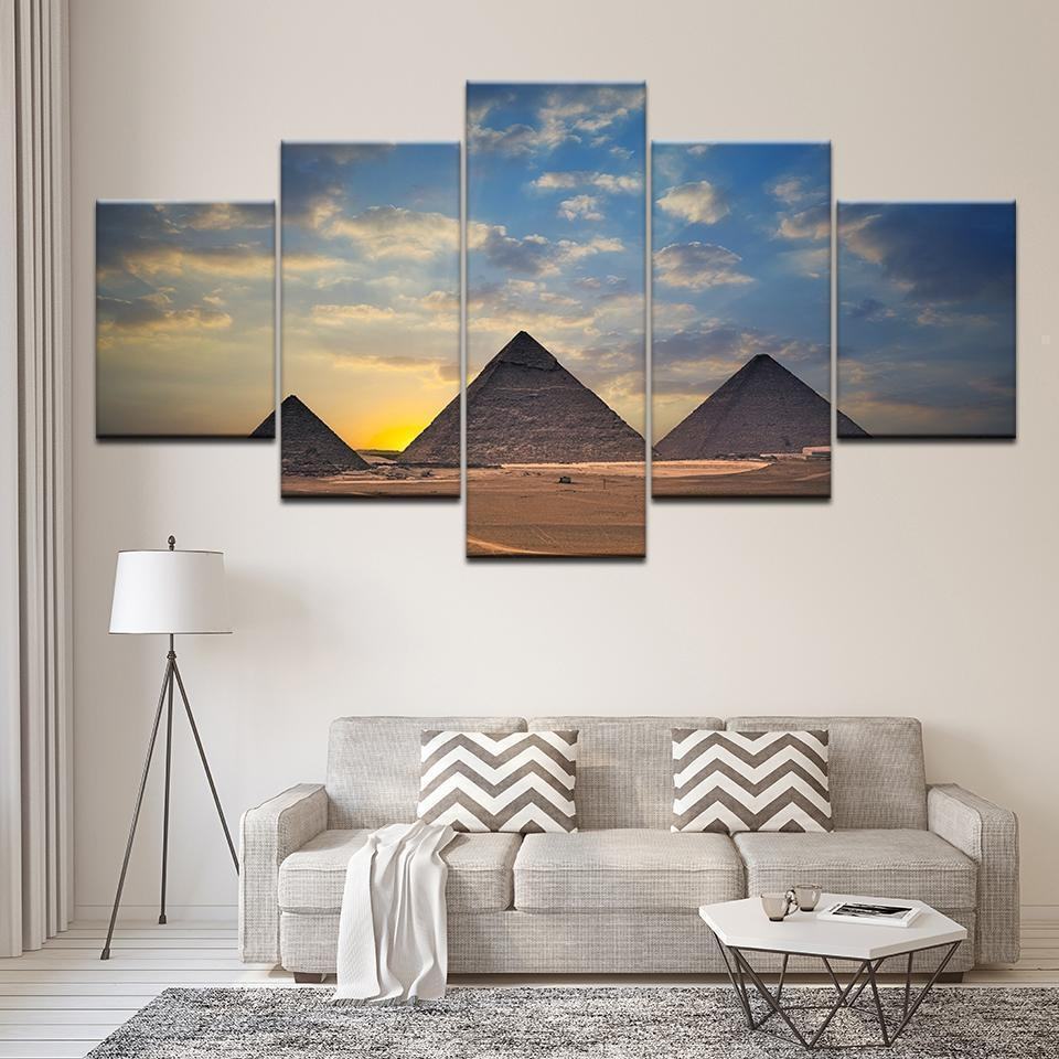 Gyptische Pyramiden Sonnenuntergang Wste Natur Leinwandbilder Kunstdrucke Rahmen