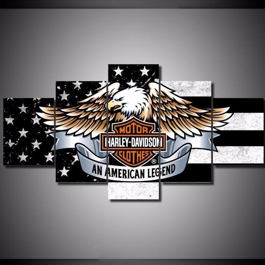 Harley Davidson American Eagle Flag Car Motor Leinwandbilder Kunstdrucke Rahmen