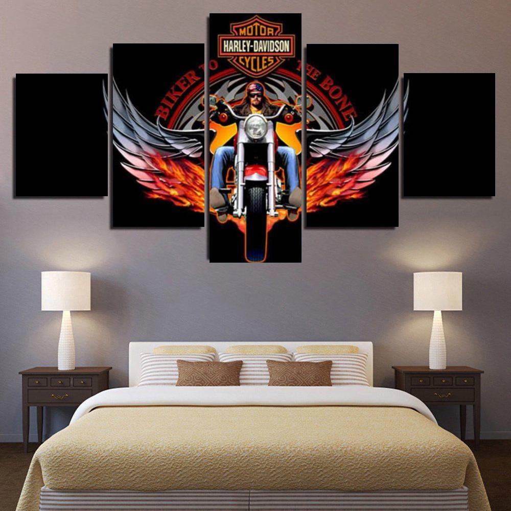 Harley Davidson Motorrad # 2 Leinwandbilder Kunstdrucke Rahmen