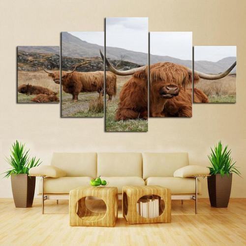 Highland Bull Animal Leinwandbilder Kunstdrucke  